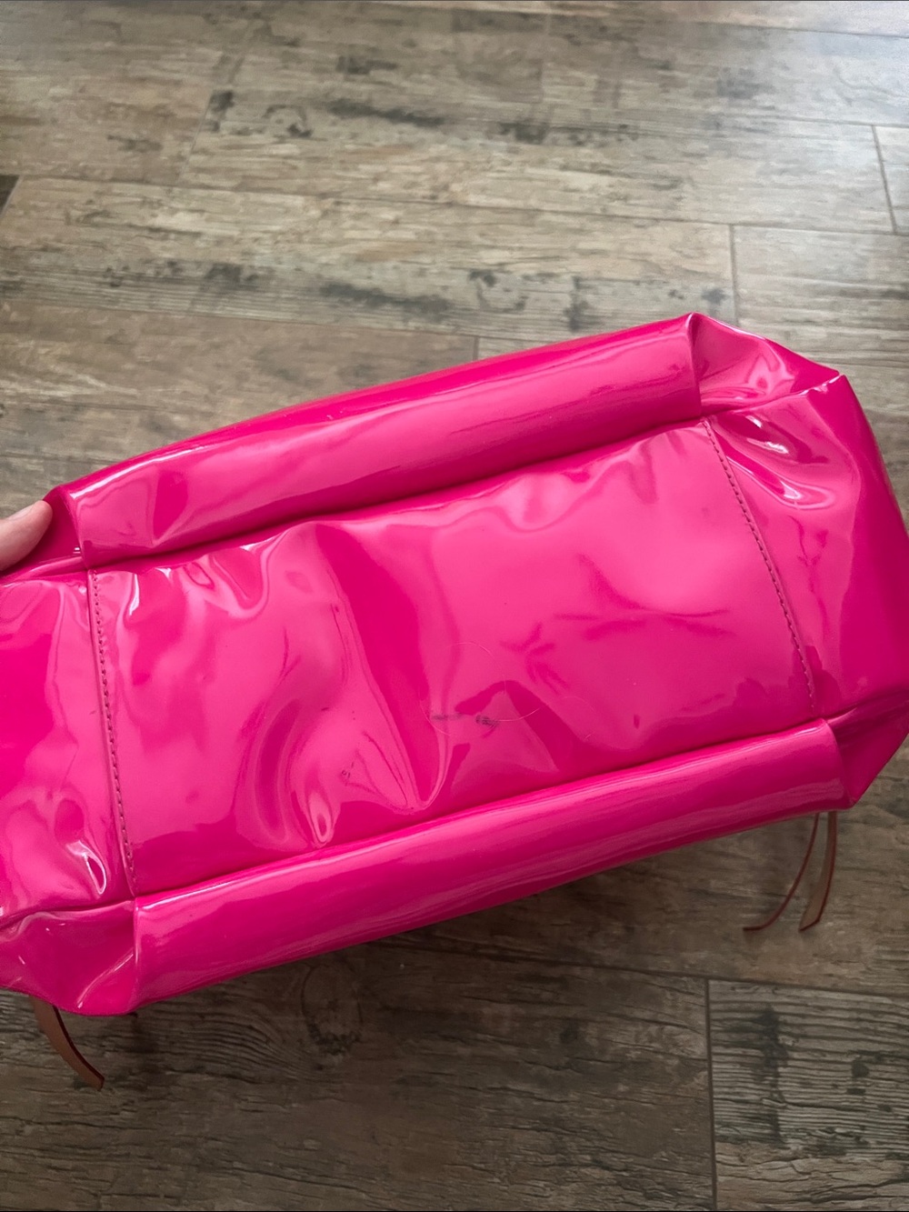 Dooney & Bourke Pink Patent Leather Tote with Tan Handles - Picture 6 of 6